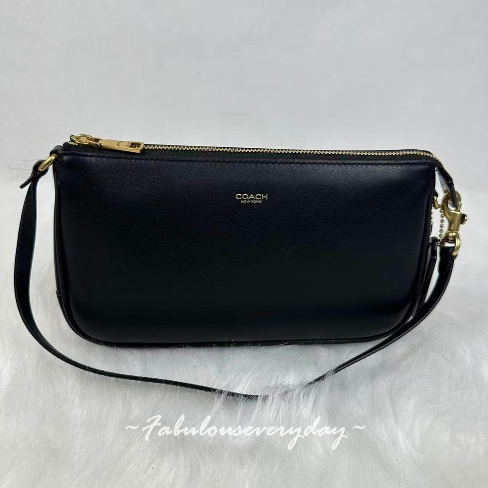 Coach Plaza Bag Shoulder Bag In Leather/Brass/Black CCC41